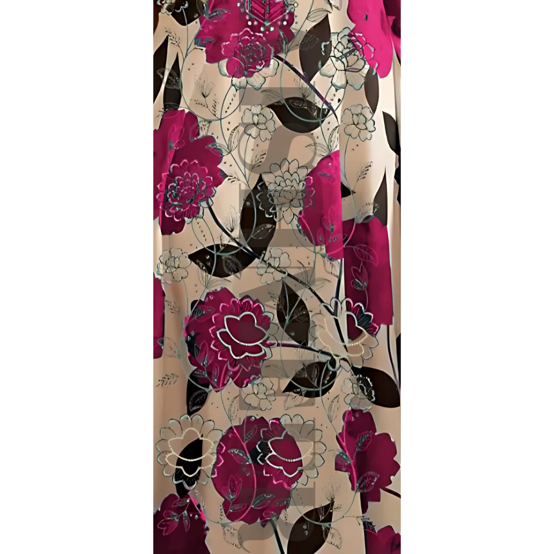 PINK COLOUR DIGITAL PRINTED LAWN SHIRT WITH SEQUENCE NECK EMB.