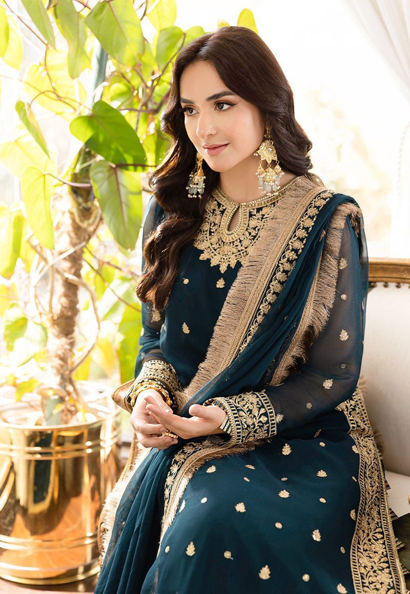 BRAND: ASIM JOFA chiffion embroidered sequence luxury unstitched 3pc✓