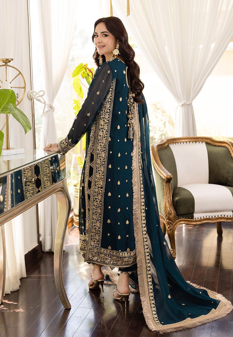 BRAND: ASIM JOFA chiffion embroidered sequence luxury unstitched 3pc✓