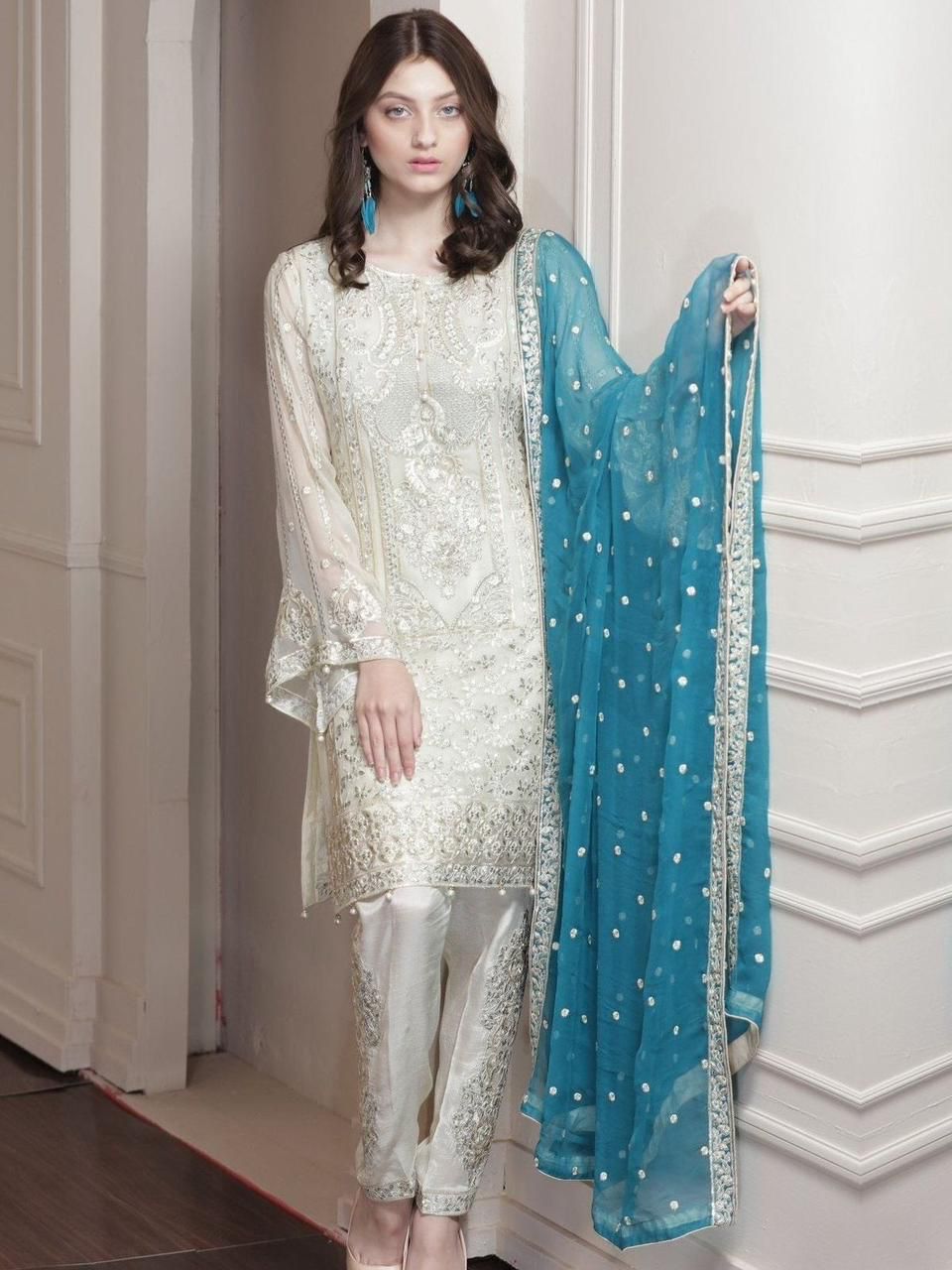 BRAND: MARYUM & MARIA chiffon embroidered sequence unstitched 3pc✓