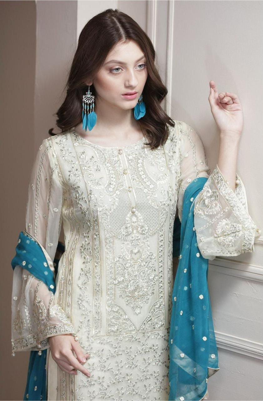 BRAND: MARYUM & MARIA chiffon embroidered sequence unstitched 3pc✓