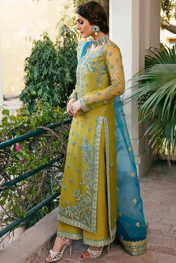 BRAND: AKBAR ASLAM organza embroidered sequence moti work formal unstitched 3pc✓