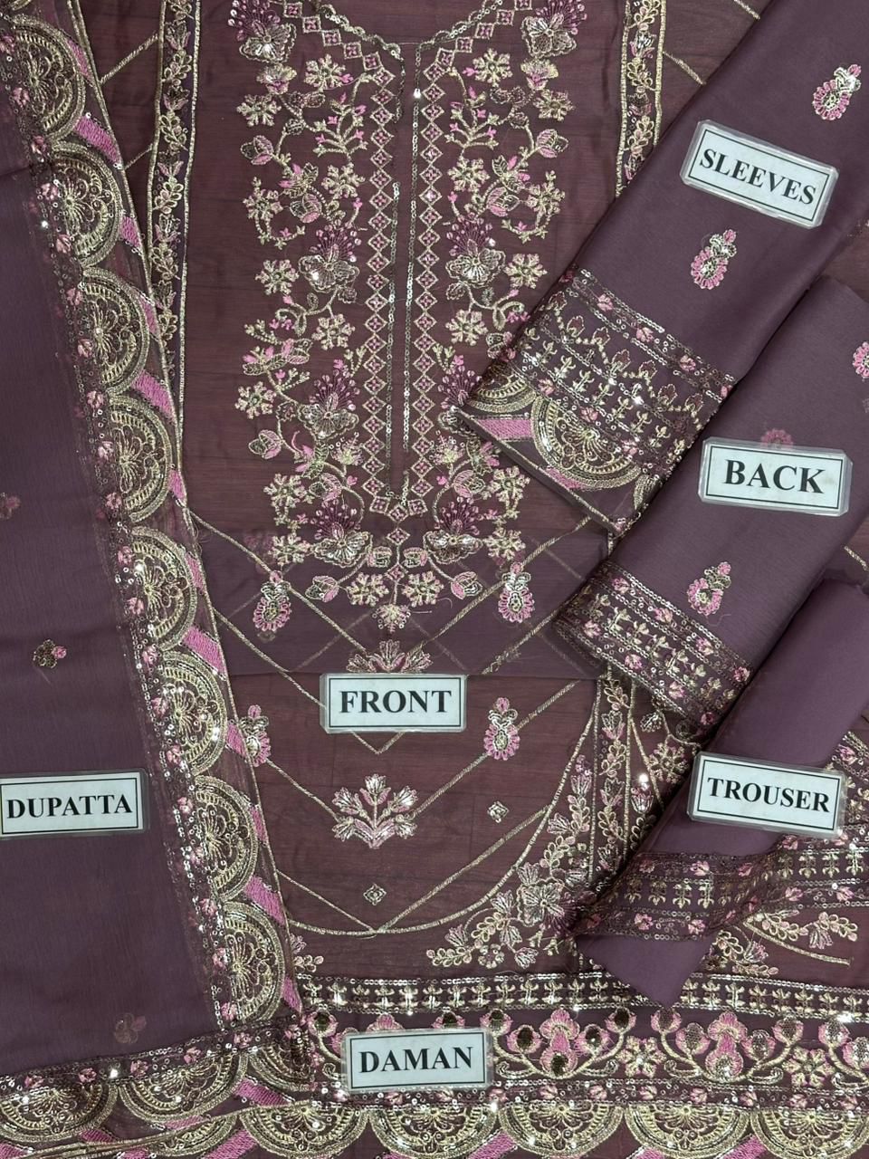 BRAND: ASIM JOFA chiffon embroidered sequence luxury unstitched 3pc✓