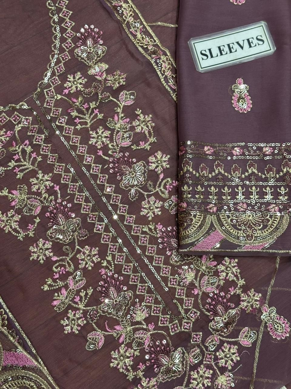 BRAND: ASIM JOFA chiffon embroidered sequence luxury unstitched 3pc✓