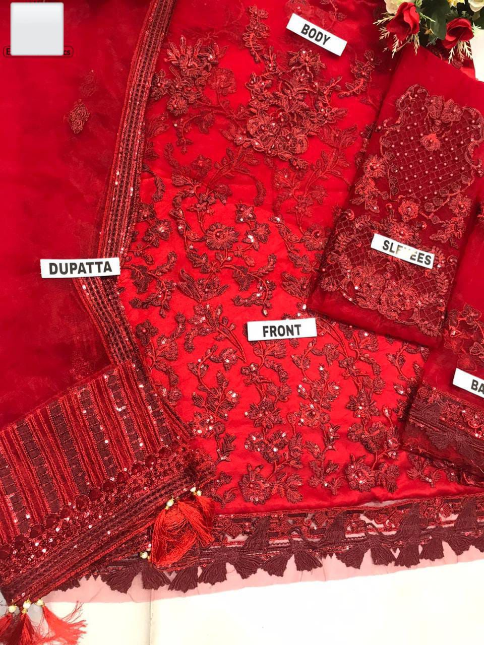 BRAND: MARYUM HUSSAIN net embroidered & moti work sequence unstiched 3pc✓