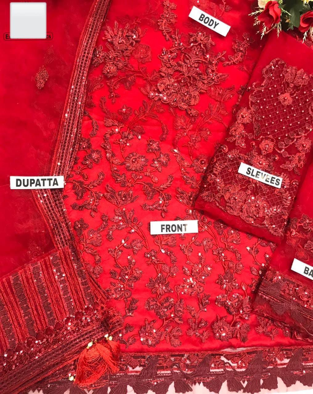 BRAND: MARYUM HUSSAIN net embroidered & moti work sequence unstiched 3pc✓