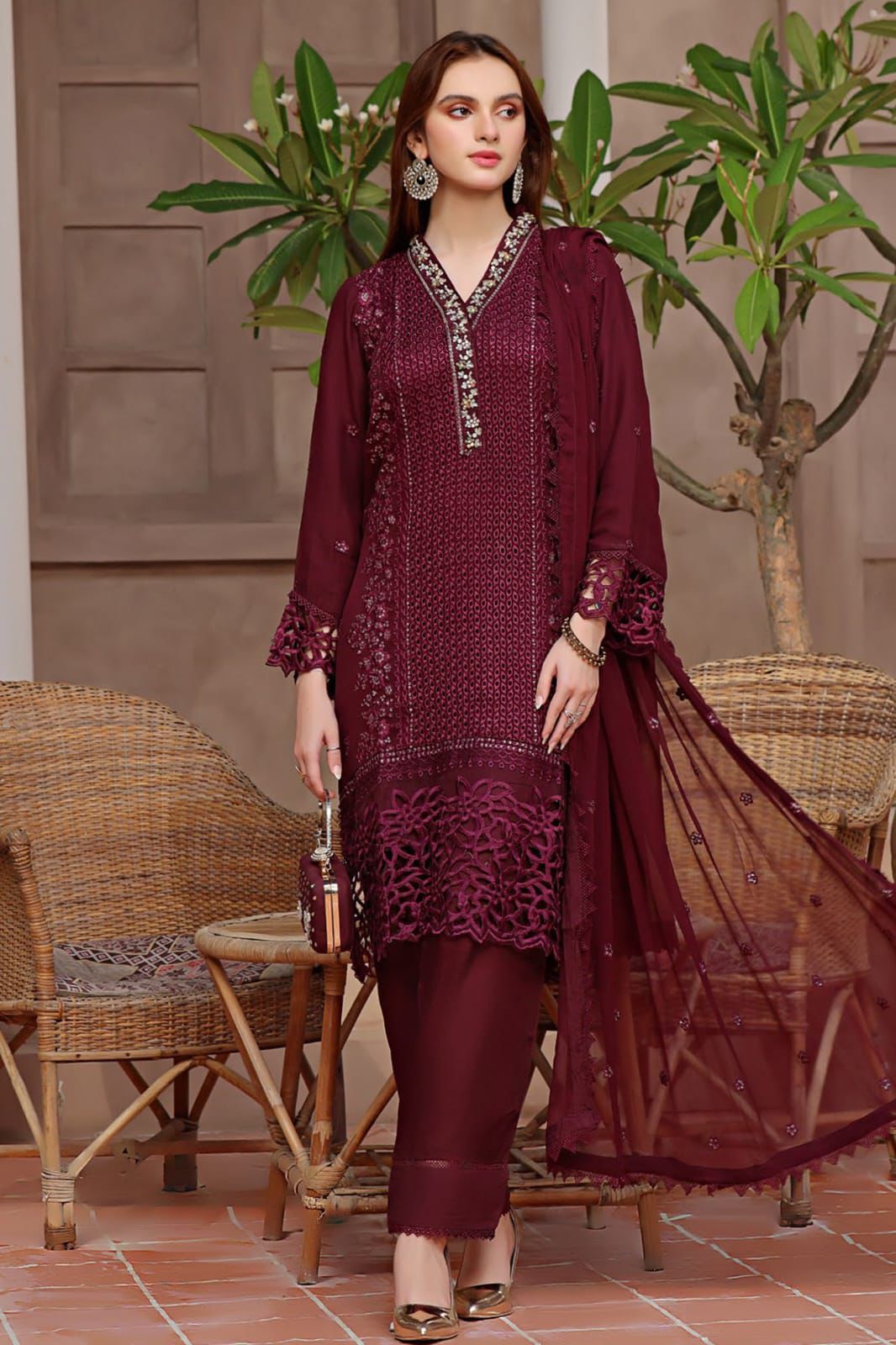 BRAND: HAZEL chiffion sequence embroidered luxury unstitched 3pc✓