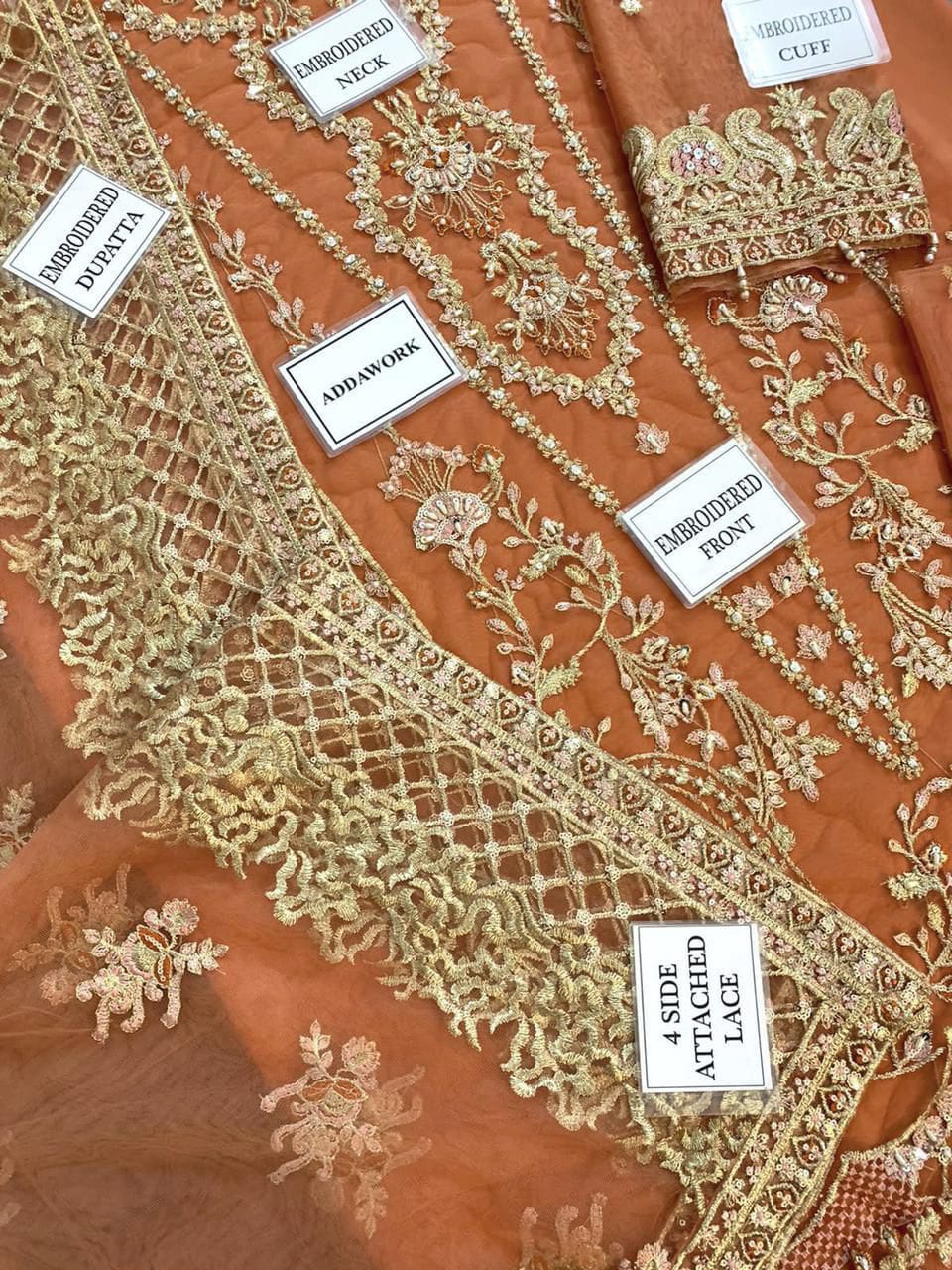 BRAND: AIK ATELIER net embroidered moti work luxury unstitched 3pc✓