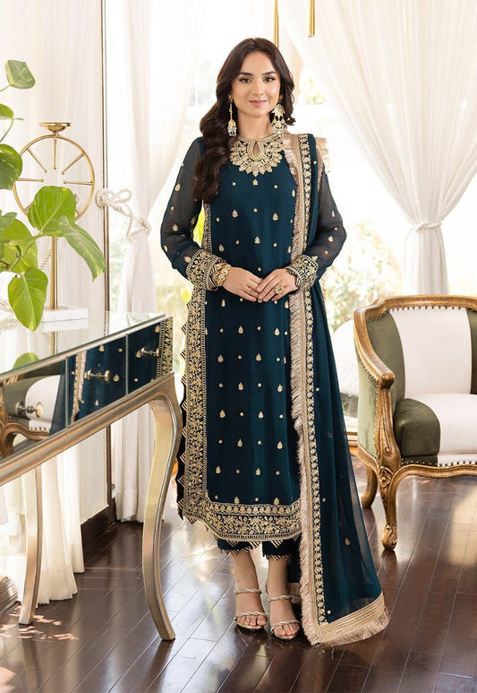 BRAND: ASIM JOFA chiffion embroidered sequence luxury unstitched 3pc✓