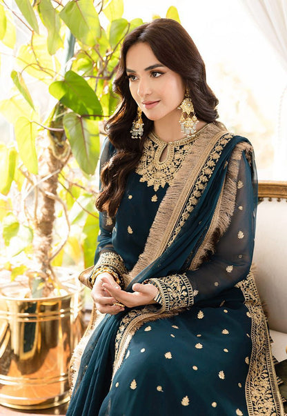 BRAND: ASIM JOFA chiffion embroidered sequence luxury unstitched 3pc✓