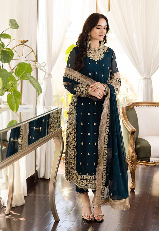 BRAND: ASIM JOFA chiffion embroidered sequence luxury unstitched 3pc✓