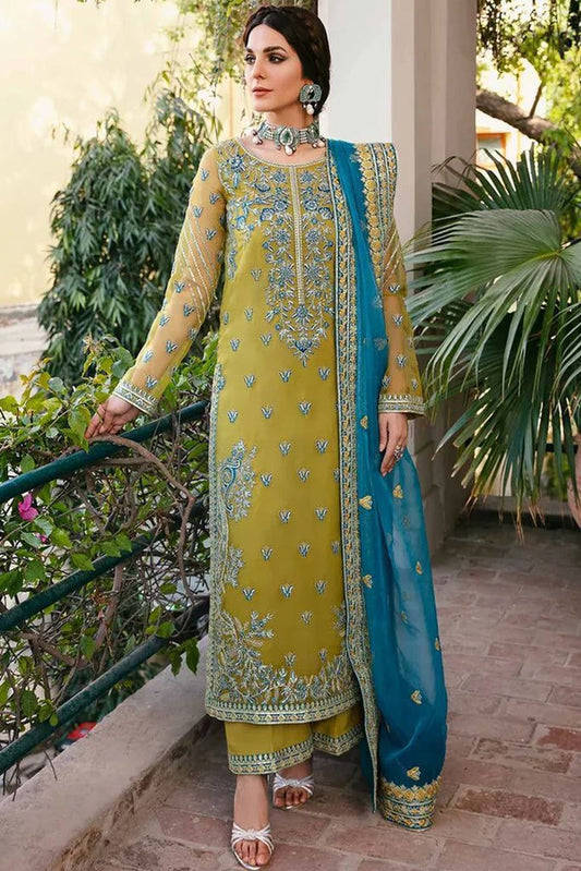 BRAND: AKBAR ASLAM organza embroidered sequence moti work formal unstitched 3pc✓