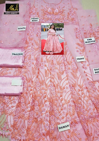 BRADN: NOMI ANSARI maxi net embroidered sequence unstitched 3pc✓