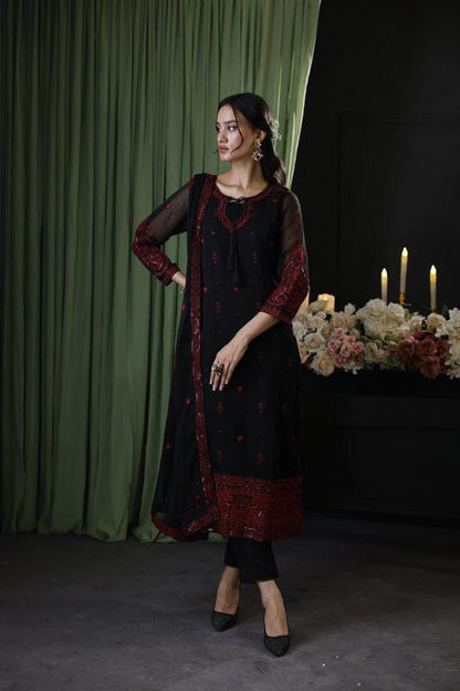 BRAND: BAROQUE chiffon embroidered & sequence unstiched 3pc✓