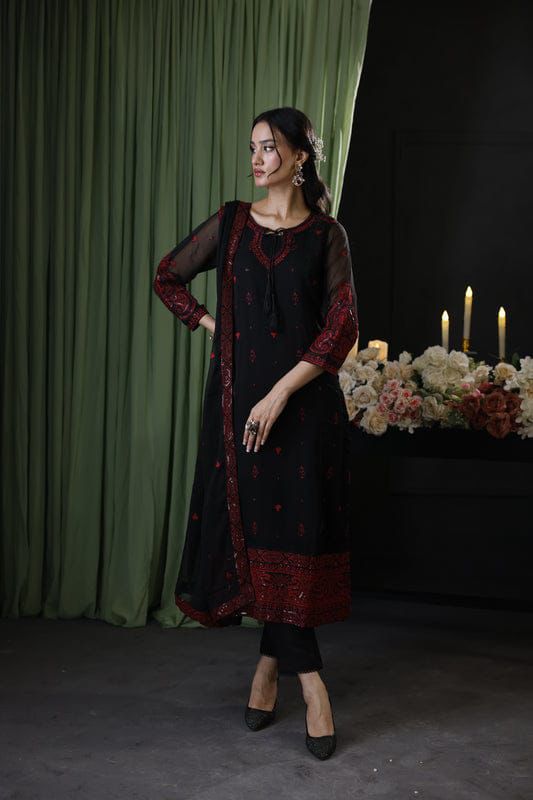 BRAND: BAROQUE chiffon embroidered & sequence unstiched 3pc✓