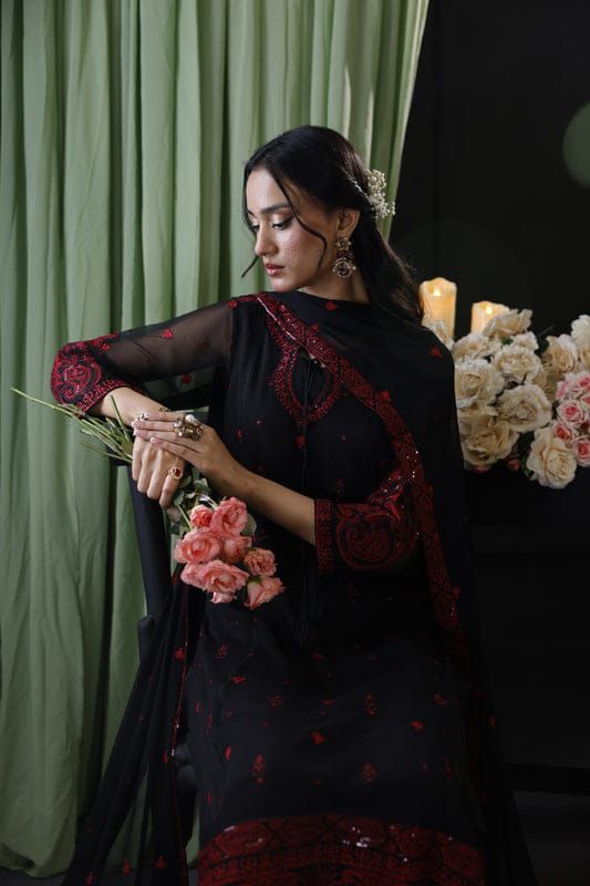BRAND: BAROQUE chiffon embroidered & sequence unstiched 3pc✓