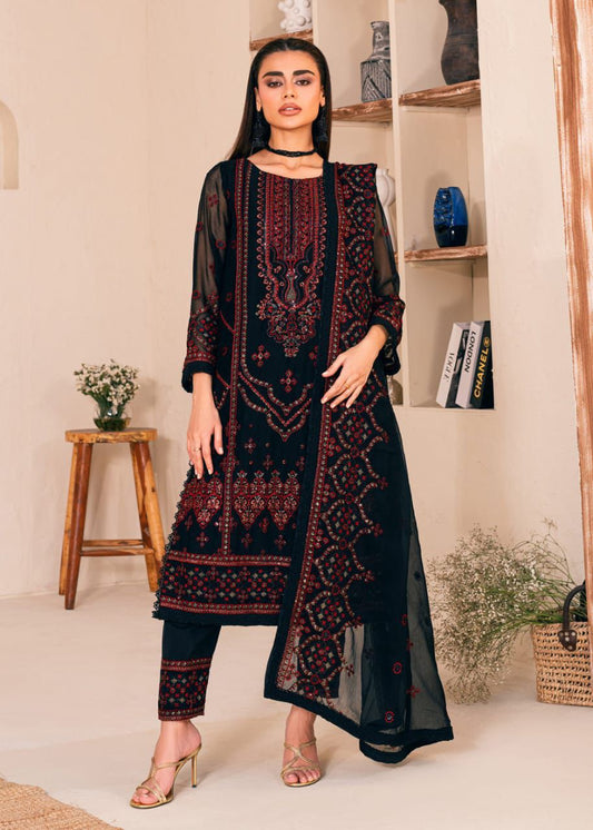 BRAND: NOORMA KOMAL chiffon embroidered luxury unstiched 3pc✓