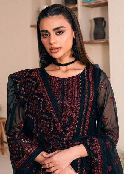 BRAND: NOORMA KOMAL chiffon embroidered luxury unstiched 3pc✓