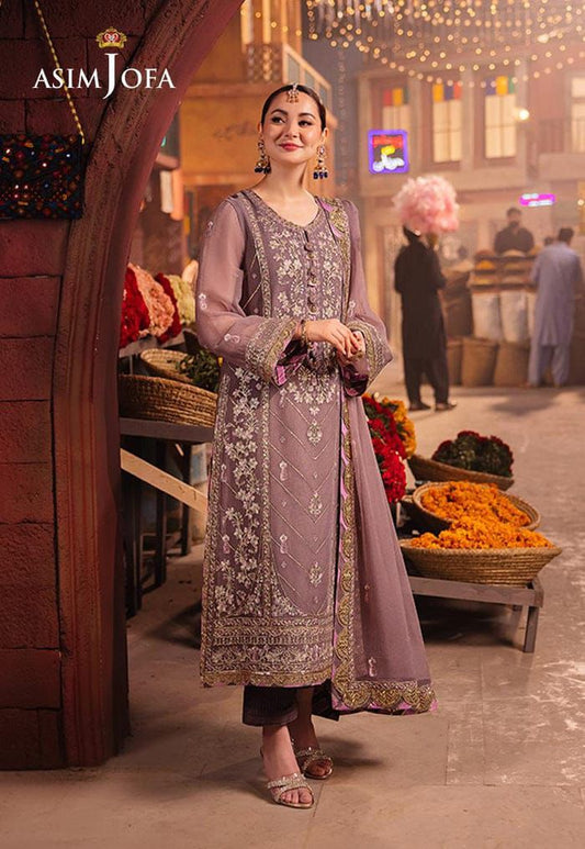 BRAND: ASIM JOFA chiffon embroidered sequence luxury unstitched 3pc✓