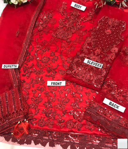 BRAND: MARYUM HUSSAIN net embroidered & moti work sequence unstiched 3pc✓