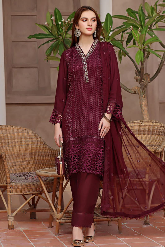 BRAND: HAZEL chiffion sequence embroidered luxury unstitched 3pc✓