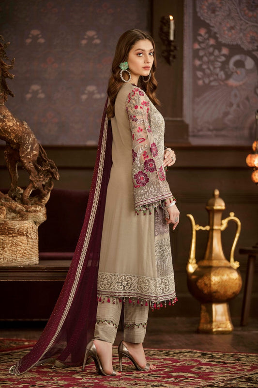 BRAND: FLOSSIE chiffon embroidered formal unstitched 3pc✓